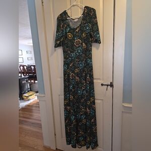 LuLaRoe Dark Green Floral Maxi Dress
